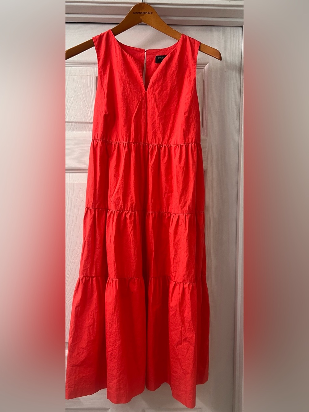 Banana Republic Bright Coral Tiered Maxi Dress